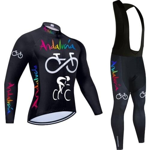 Cycling jersey Set 2021 Autumn Andalucia Bicycle Clothing Maillot Ropa Ciclismo Hombre Bike Logo Clothes Sportswear Cycling Set