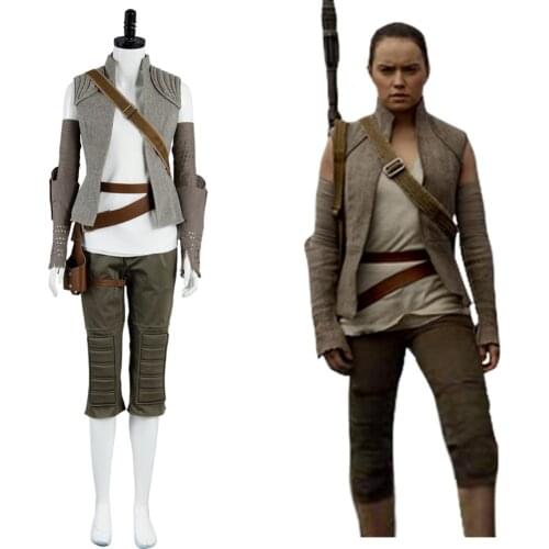 Star Cosplay Wars 8 The Last Jedi Rey Cosplay Costume Full Set Outfit Halloween Carnival Rey Costume Full Set In Stock