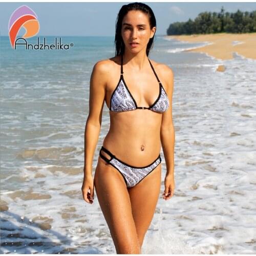 Andzhelika Leopard Swimwear Women Swimsuit Sexy Push Up Micro Bikinis Set Swimming Bathing Suit Beachwear 2021 Summer Brazilian