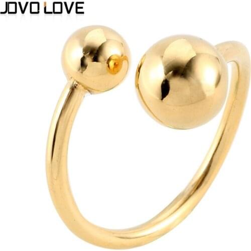 Trendy Stainless Steel Balls Rings Adjustable Double Jewelry for Bague Femme Open Knuckle Joint Ring Women Engagement Ring