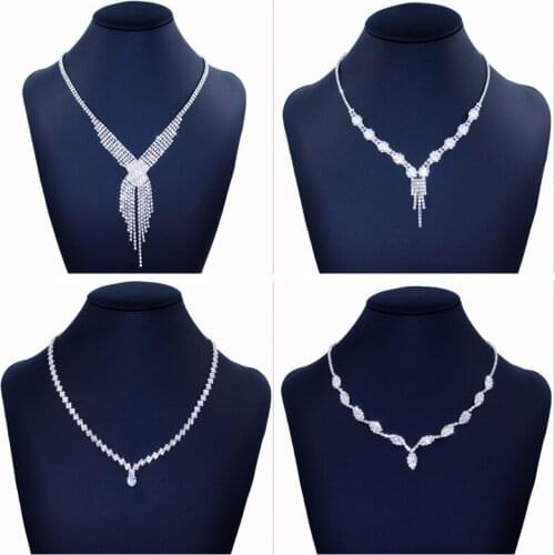 Fashion New Square Crystal Choker Necklaces for Women Long Tassel Rhinestone Necklaces Weddings Jewelry Party Gifts wholesale