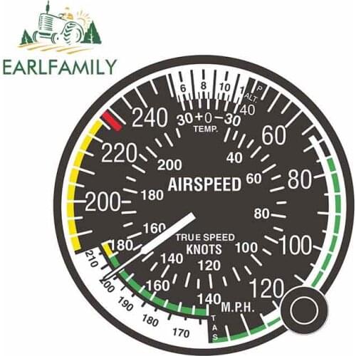 EARLFAMILY 13cm x 13cm For Airspeed Indicator Faa Air Force Car Stickers And Decals Car Assessoires Cartoon Occlusion Scratch