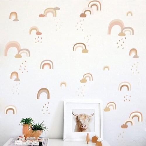 DIY Rainbow Rain Wall Sticker Wallpaper for Bedroom Living Room Kindergarten Supply Room Decor Art Home Decoration Accessories