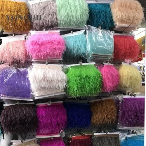 2018 New Wholesale high quality 10meters/lot ostrich feather ribbon feather length 5-10cm DIY clothing accessories Wedding Dress