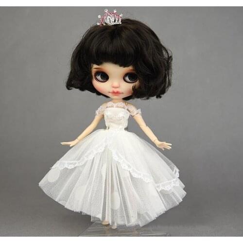 HOUZIWA Blyth Doll Clothes Barbe Black White Pricess Dress For Doll 1/6 30CM