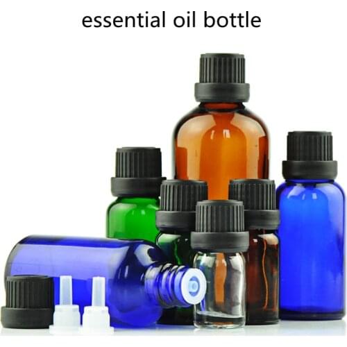 Wholesale 5/10/15/20/30/50/100ml Perfume Essential Oil Bottles Glass Bottle black cap stopper plug For Cosmetic