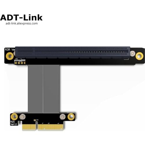 PCIe 3.0 x4 to x16 Riser Cable 32G/bps PCI-E 4x 16x GTX1080Ti Graphics SSD RAID Card Extender Conversion Cable Right Angle Elbow
