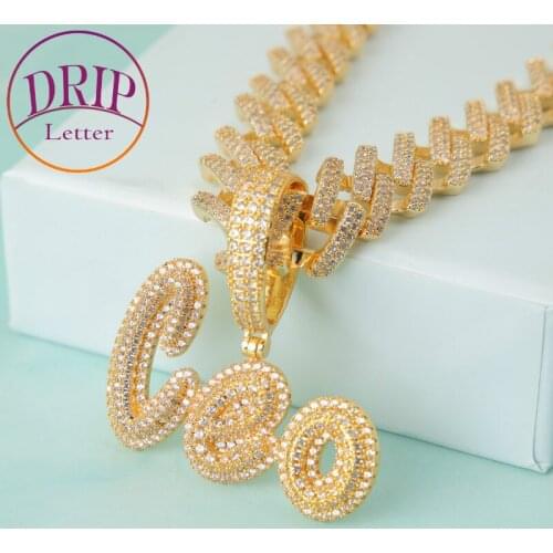 Signature Font Letters Custom Name Soild Pendant Gold Plated Necklaces For Mens Hip Hop Jewelry