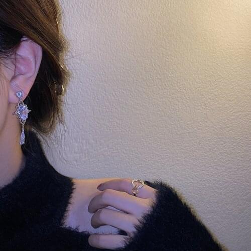 Luxury Crystal Water Drop Earrings For Women Vintage Fashion Personality Dangle Earring Minimalist Wedding Party Jewelry