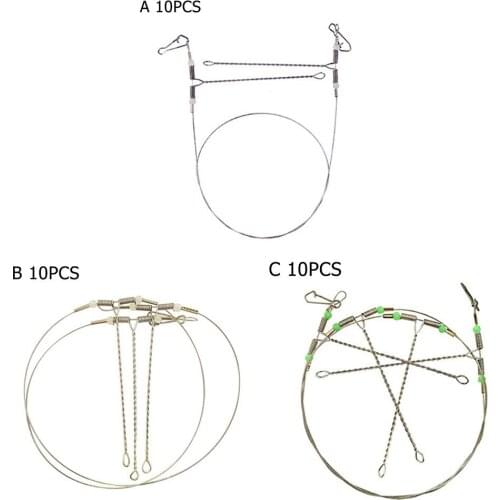 10x Fishing Line Leader Wire Trace With Snap Swivel Beads Fish Lure Hook Drop Arms Tackle Length 50cm 60cm 70cm Pesca Iscas