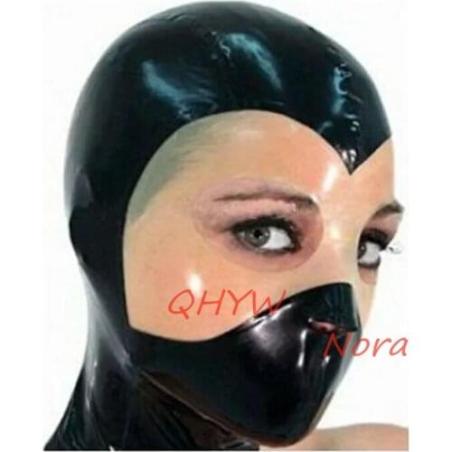 Sexy Handmade Latex Face Mask for Female Exotic Latex Full Breath Hoods Mask Cekc Lingerie Uniform