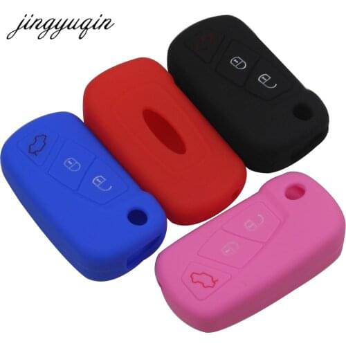 Jingyuqin Silicone Case For Ford KA 3 Button Remote Flip Key Fob Cover Protect Holder