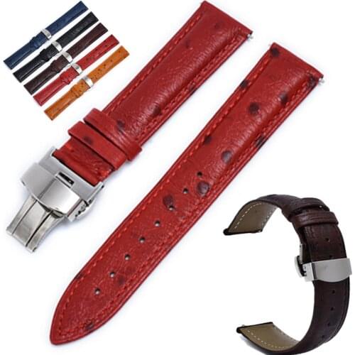 Vintage Leather Watchbands Watch Strap Ostrich Pattern Quick Release 18mm 20mm 22mm Watchband Belt for Men Watch Accessories