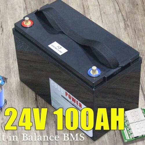 Waterproof 24V 100AH Lithium ion Battery Electric bicycle 24V Solar Golf Car lipo Battery for Forklift fork 10A Charger