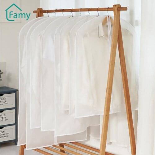 Clothing Dust Cover Garment Suit Jacket Shirt Coat Bag Dress Bag Clothes Hanging PEVA Translucent Zipper Storage Bag Pouch Case