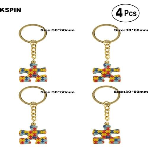 Autism Fashion Key Chain Brooches Lapel Pin Flag badge Brooch Pins Badges 4pcs