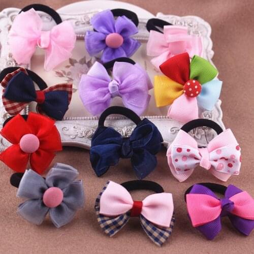 10 Pcs Girls Bow Hair Ring Rope Elastic Hair Rubber Bands Hair Accessories for Girls Hair Tie Ponytail Holder Headdress