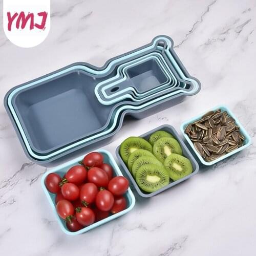 10 Pcs/Set Fruit Platter Creative Plates Storage Box Dried Fruit dish Snack Plates Multi-layer Divided Candy Dessert Container