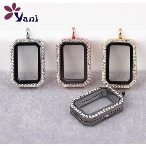 10pcs/Lot Free Shipping Geometry Rectangle Floating Locket Necklace & Pendant Magnetic Glass Living Memory Locket