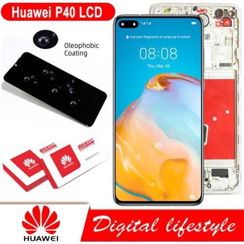 100% Original 6.1'' LCD with Frame for Huawei P40 Display Touch Screen Digitizer Assembly Repair Parts