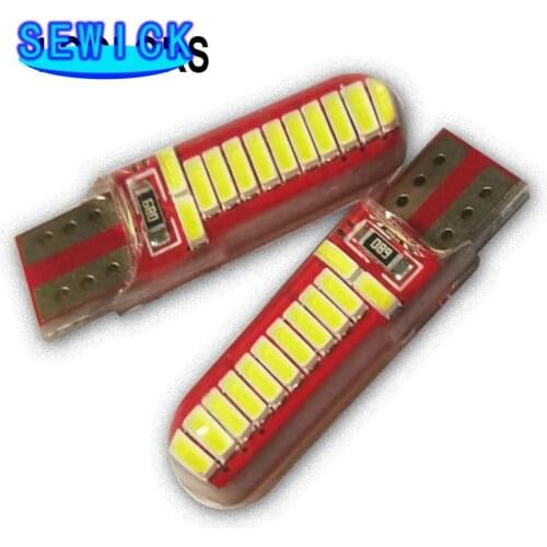 100PCS T10 194 W5w Led Canbus 4014 24 SMD SILICA Super Bright LED Light Bulbs Wedge Bulbs 12V DC Bidirectional Light White