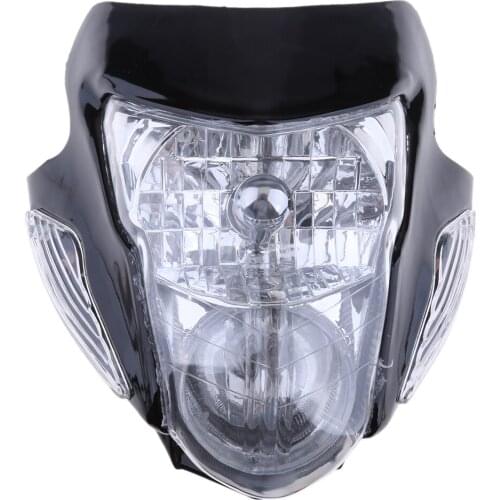 12V 25W Motorcycle Refit Headlights Headlamp Fairing Assembly Fit for ATV Scooters Dirt Bike (Black)