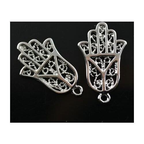 20pcs High Quality Silver Color Plated Hand Charms Hamsa Jewelry Pendants 15x25mm DIY Findings