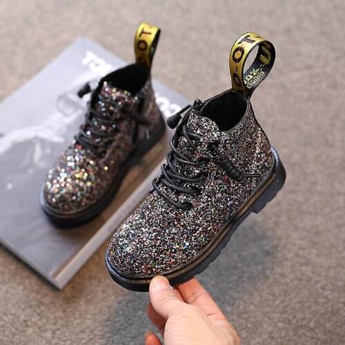 2021 autumn new boys British style handsome single boots girls golden Martin boots princess fashion side zipper short boots