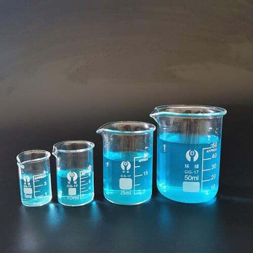 4pcs/set 5ml/10ml/25ml/50ml Glass Beaker Low Form, High Quality Chemistry Lab Glassware