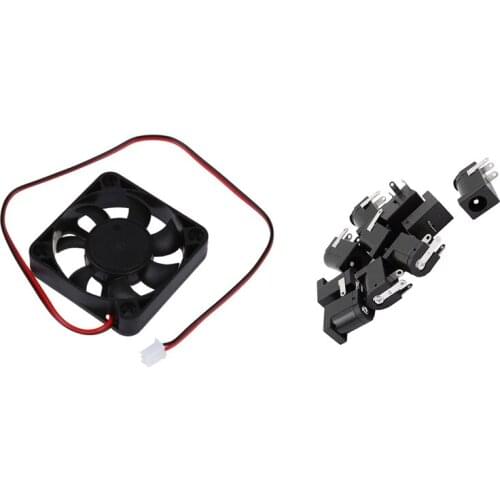 DC 12V 2 Pins Connector Brushless Cooling Fan With 10Pcs 3 Pin PCB Mount Female DC Power Jack Socket Connector