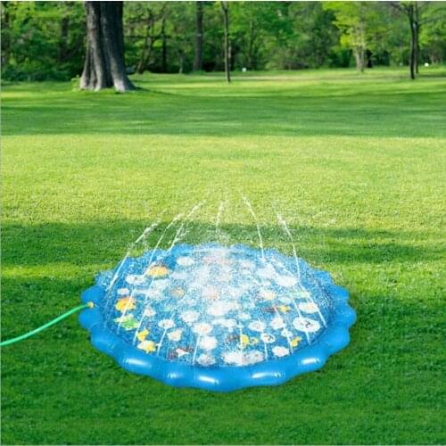 Children Lawn Water Spraying Toys Round Cartoon Animal Letters Cognition Mat Outdoor Grass Baby Heat Escape Inflatable Game Mat
