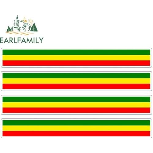 EARLFAMILY 4pcs Car Stripe Motorcycle Racing Flag Sticker Car Window Decal Bike Moto Rasta One Love Car Stickers