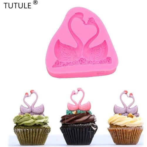 Gadgets Fondant Molds Love Birds - Swan Silicone Mold A pair of swans mold, Manual glue mold Cake Chocolate Cookies DIY Handmade