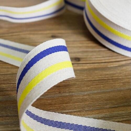 Cotton Ribbon Printed Stripe Apricot Background Hot 40mm For Handwork Apparel sewing & Fabric Edge Accessories BBXY-0168