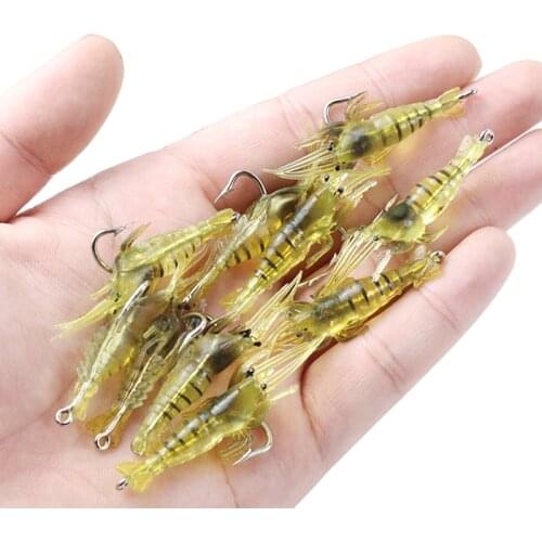 JSFUN 30PCS Saltwater/Freshwater Shrimp Lure with Hook 4cm 1.3g Soft Artificial Fishing Lure Mini Fishing Bait FU1000