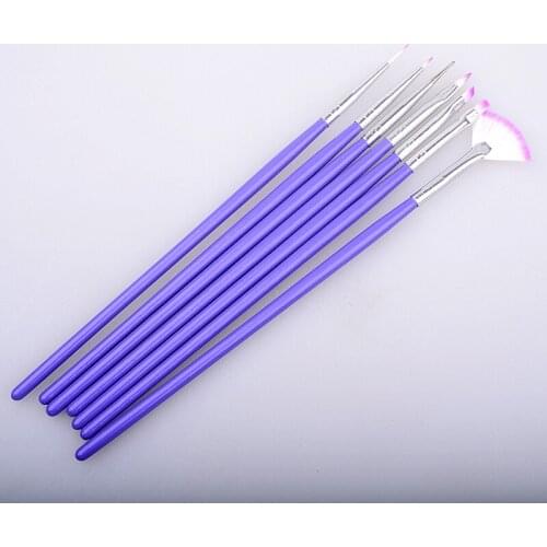 7pcs Purple Nail Art Design Brush DIY Painting Dotting Brushes Pen Set Manicure Tools