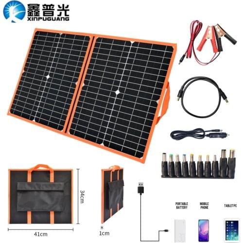40W Foldable Solar Panel Kit Portable Solar Charger Folding Bag DC+ Dual USB Output For Outdoor Travel Camping RV Phone Charging