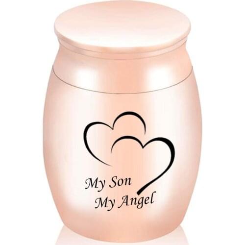 My Son My Angel Custom Engraved Memorial Ashes Holder Container Jar Mirror Polishing Metal Cremation Funeral Urn Pendant 30x40mm