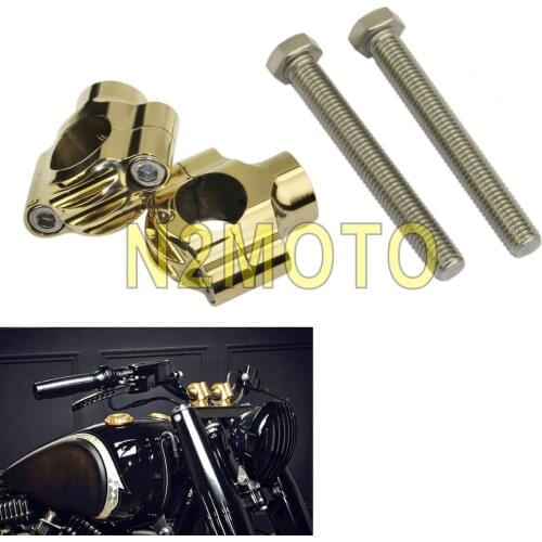 Brass Rough Craft Motorcycle 7/8 Inch 1" Handlebar Riser 22.2mm/25.4mm Bar Mount for Harley Custom Triumph Cafe Racer Chopper