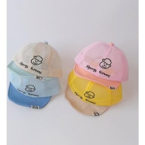 Summer Mesh Breathable Baby Baseball Caps Lovely Cartoon Letter Pattern Kids Boys Girls Sun Hats