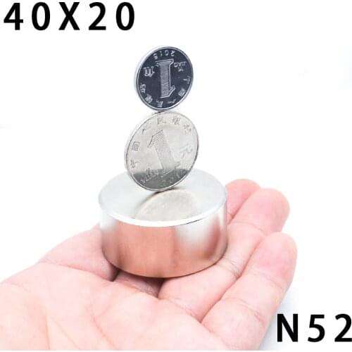 1pc/lot N52 40x20 mm Magnet Hot Round Strong magnet Rare Earth Neodymium Magnet powerful permanent magnetic fishing imanes