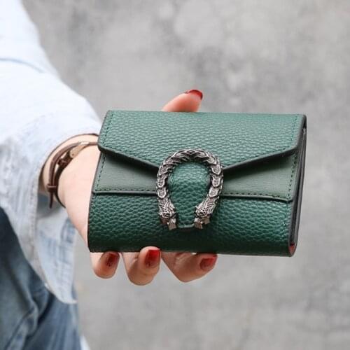 Solid Color Lether Stitche Women Wallet Short Mini Lady Notecase Pocket Purse Button ChinaLoong Head Purse Card Female Money Bag