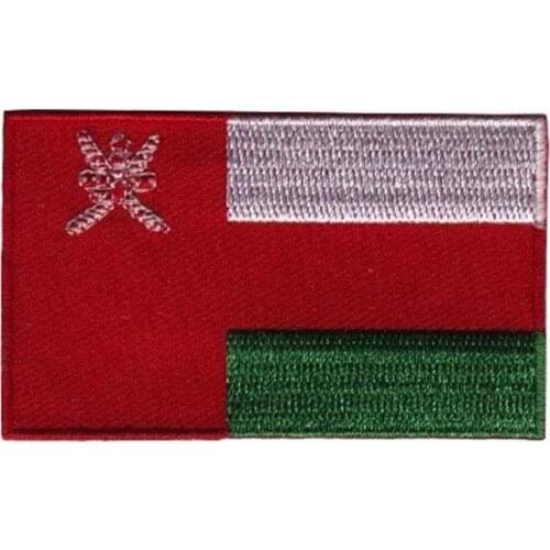 Oman Flag Embroidery Patches Badge Custom Flag Labels for Clothing Twill with Heat Cut and Iron On Backing Custom MOQ50pcs