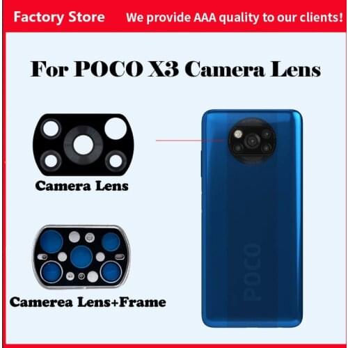 Original Rear Back Camera Glass Lens With Frame For Xiaomi POCO X3 NFC Global Version Poco X3 Cell Phone Repair