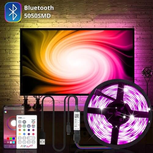 RGB LED Strip 5050 PC TV Backlight 5V USB Bluetooth LED Music Sync Strip Light with Remote Flexible Doide Tape Christmas Lights