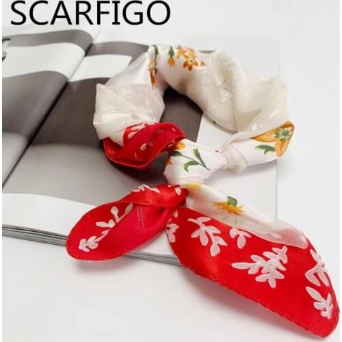 SCARFIGO Romantic Lace Floral Embroidery Square Silk Scarves For Women Pareo Womens Beach Headscarf Bandana