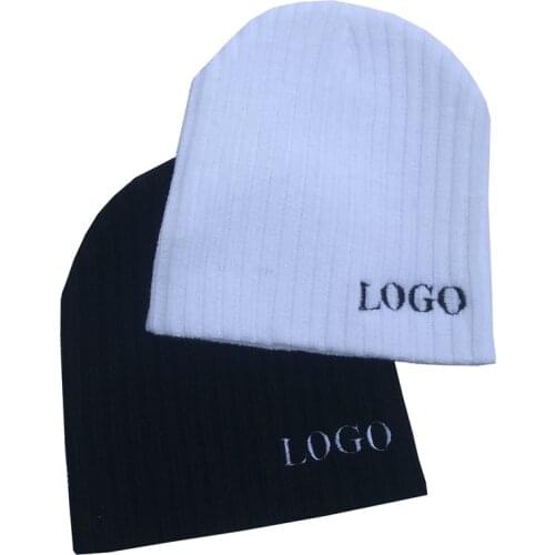 10pcs Winter Beanie Men Skullies Embroider LOGO Letter Customized Beanie Hat Mens Winter Solid Color Warm Knit Ski Skull Cap