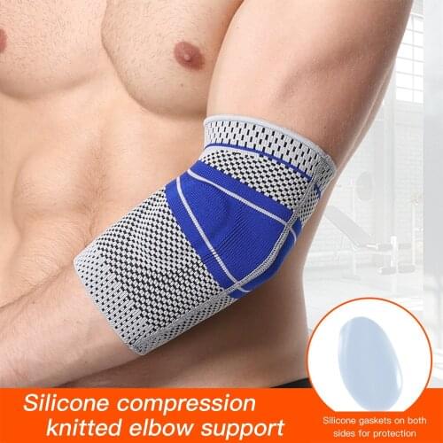 Silicone Elbow Pads Medial Support Strong Strap Meniscus Compression Protection Sport Pad Running Basketball Weightlifting Brace