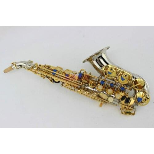 MARGEWATE Soprano Saxophone Nickel Body Gold Key B Flat Soprano Sax Musical Instrument with Accessories