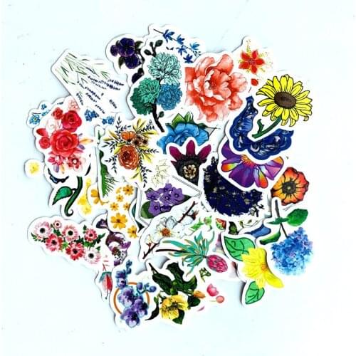 42 Mini handbooks flowers color 2021 Stickers For Suitcase Skateboard Laptop Luggage Fridge Phone Car Styling DIY Decalstickers